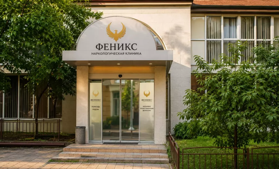 Вход в наркологическую клинику «Феникс» в Межгорье